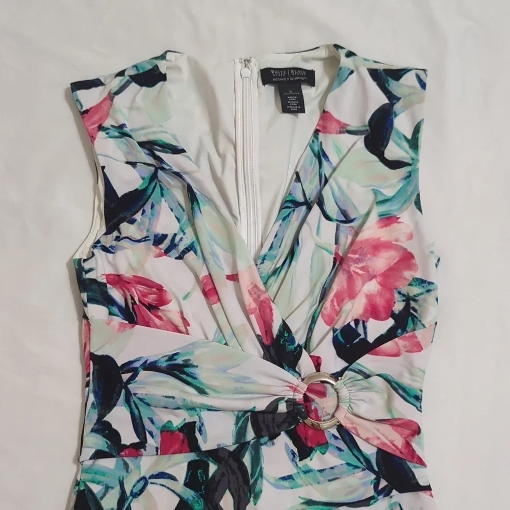 White House Black Market Sleeveless Mini Dress, Color White/Floral Size 0 - Picture 2 of 13
